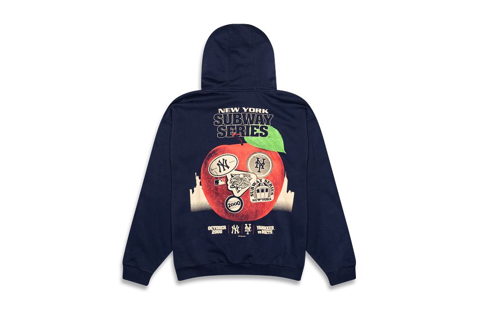 New York Yankees and New York Mets Subway Series Big Apple Navy Oversized Hoodie Clothing New Era Cap Australia