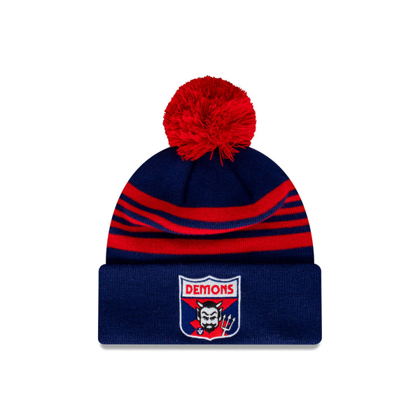 Melbourne Demons Heritage Stripe Beanie with Pom