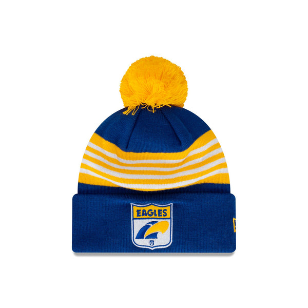 West Coast Eagles Heritage Stripe Beanie with Pom