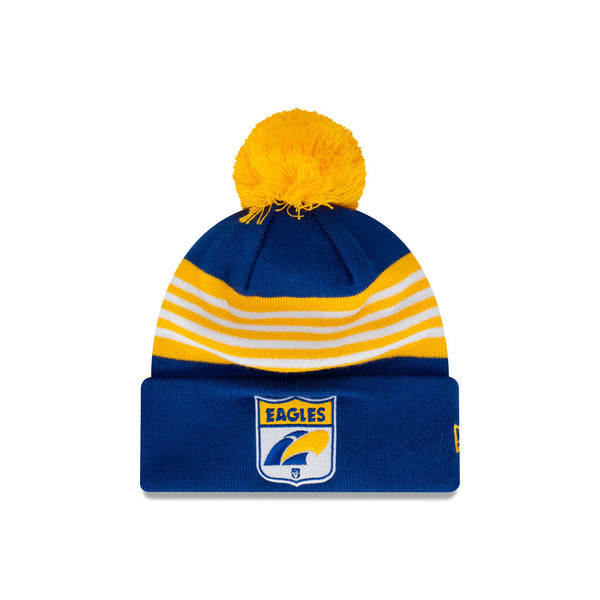 West Coast Eagles Heritage Stripe Beanie with Pom