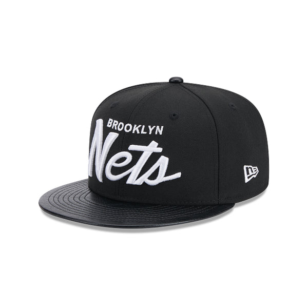 Brooklyn Nets Faux Leather Visor 9FIFTY Snapback