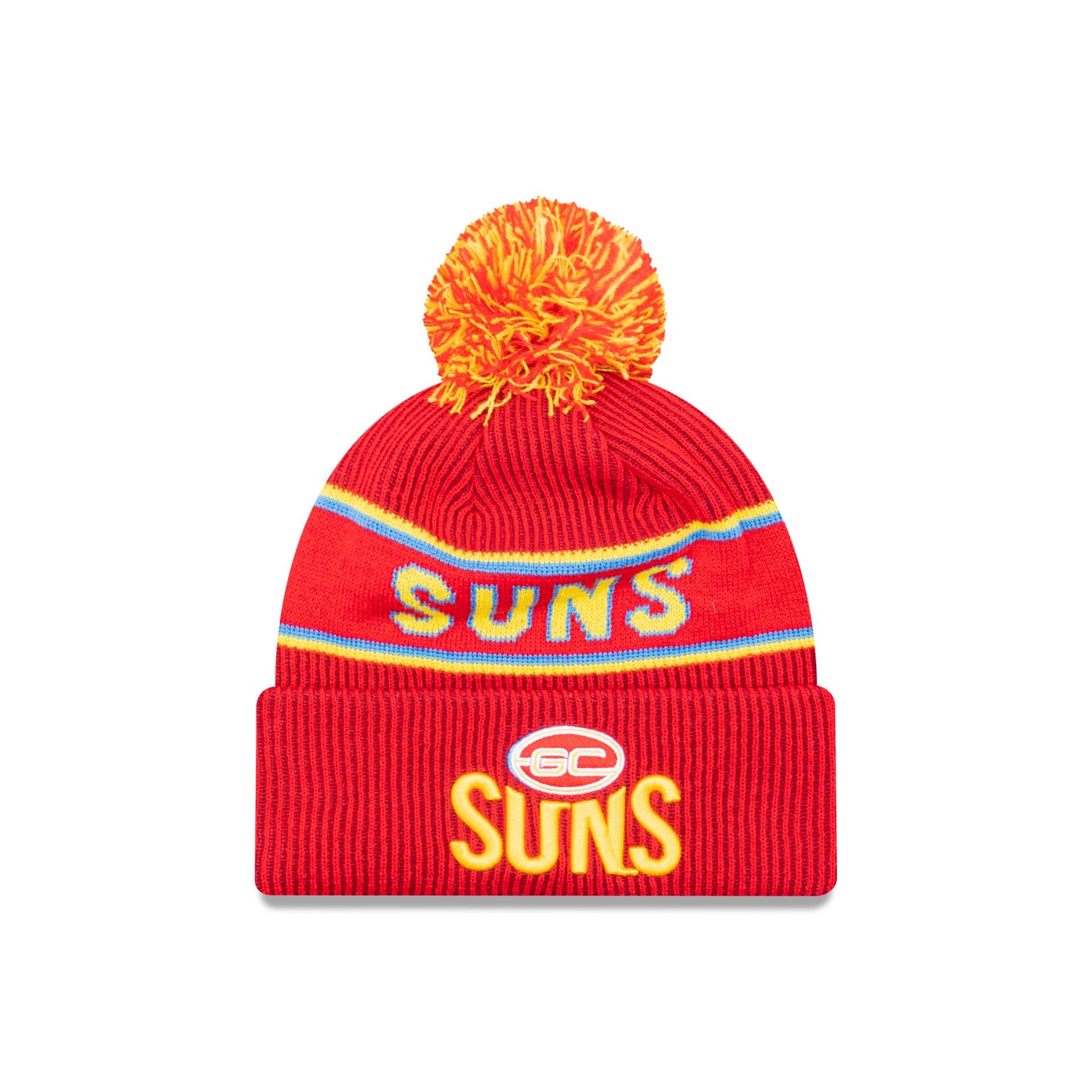 Gold Coast Suns Official Team Colours Beanie with Pom Hat New