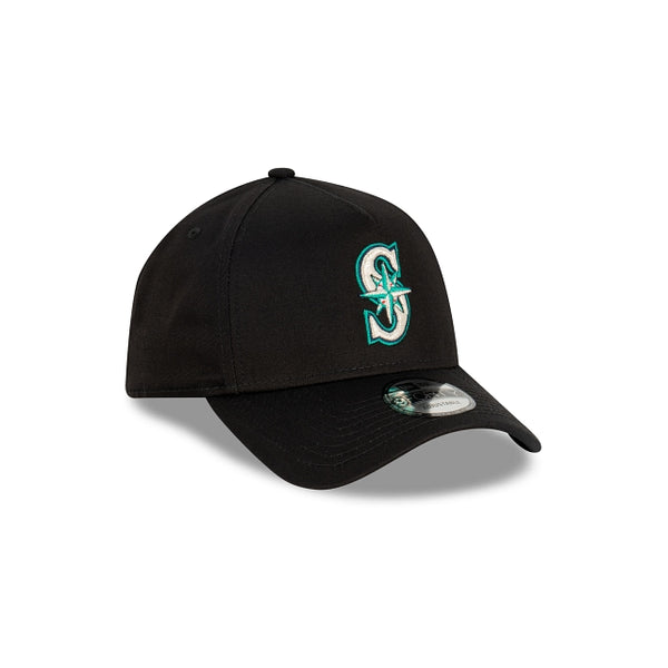 Seattle Mariners Black with Official Team Colours Logo 9FORTY A-Frame Snapback