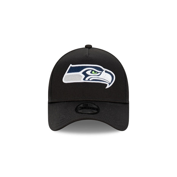 Seattle Seahawks Black with Official Team Colours Logo 9FORTY A-Frame Snapback
