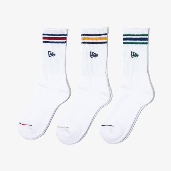 New Era Essentials Flag Logo Multi-Stripe Socks 3-Pack Red/Yellow/Green