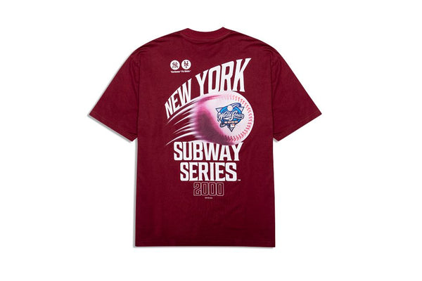 New York Yankees and New York Mets Subway Series Burgundy Oversized T-Shirt