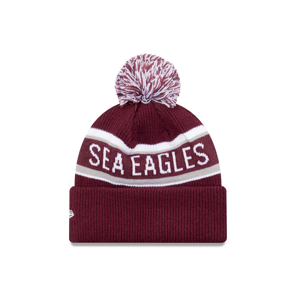Manly Warringah Sea Eagles Official Team Colours Maroon Beanie with Pom