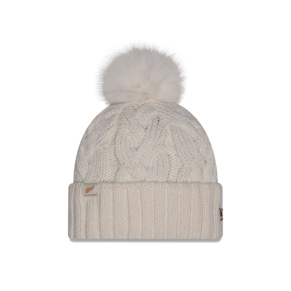All Blacks Winter Cable Pom Ivory Beanie - F