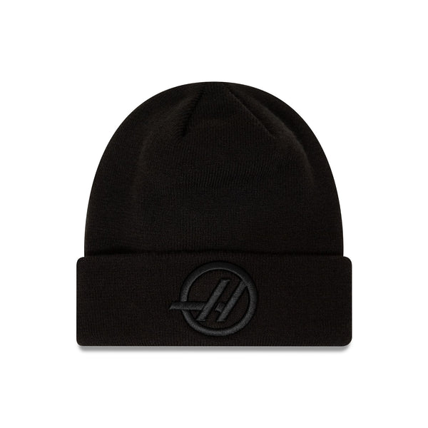 Haas F1 Black on Black Cuff Beanie