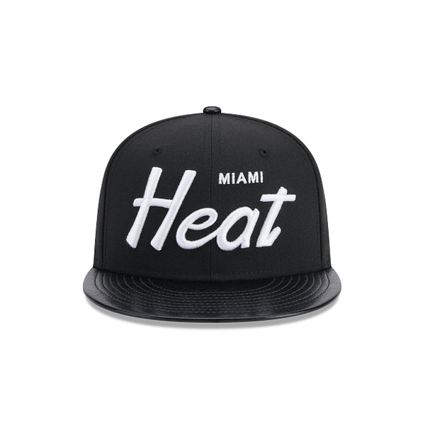 Miami Heat Faux Leather Visor 9FIFTY Snapback