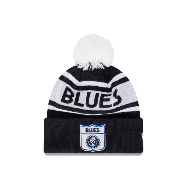 Carlton Blues Retro Logo Beanie with Pom