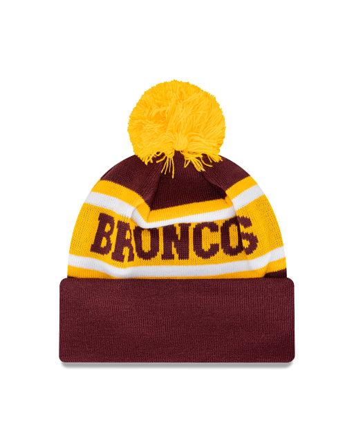 Brisbane Broncos Retro Logo Beanie with Pom New Era Cap Australia