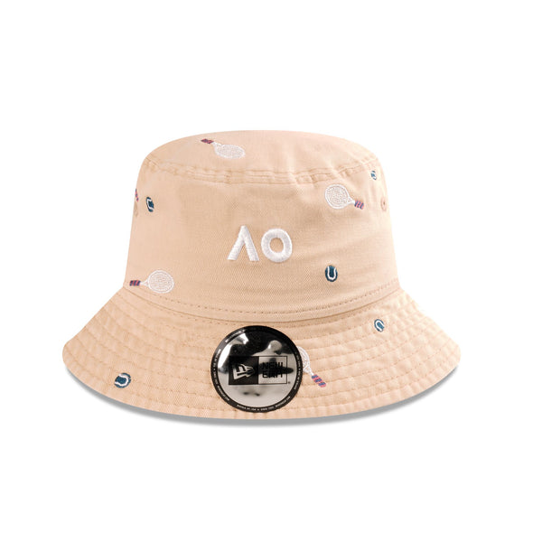 Australian Open '25 Embroidered Oat Milk Kids Bucket