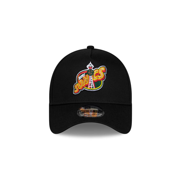 Seattle Supersonics Hardwood Classics Black OTC 9FORTY A-Frame Snapback - F