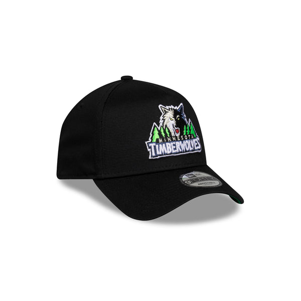 Minnesota Timberwolves Hardwood Classics Black OTC 9FORTY A-Frame Snapback - 3QR