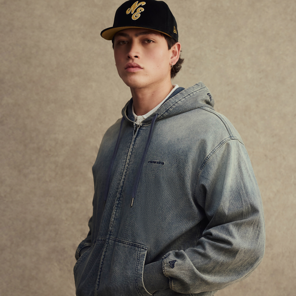 New Era Washed Hooded Sweat Jacket Blue