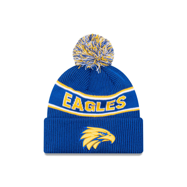 West Coast Eagles Official Team Colours Beanie with Pom New Era