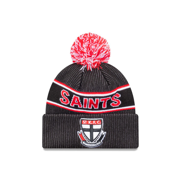 St. Kilda Saints Official Team Colours Beanie with Pom Hat New