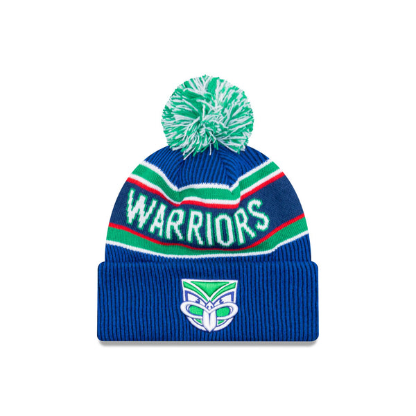 One New Zealand Warriors Official Team Colours Beanie with Pom Hat