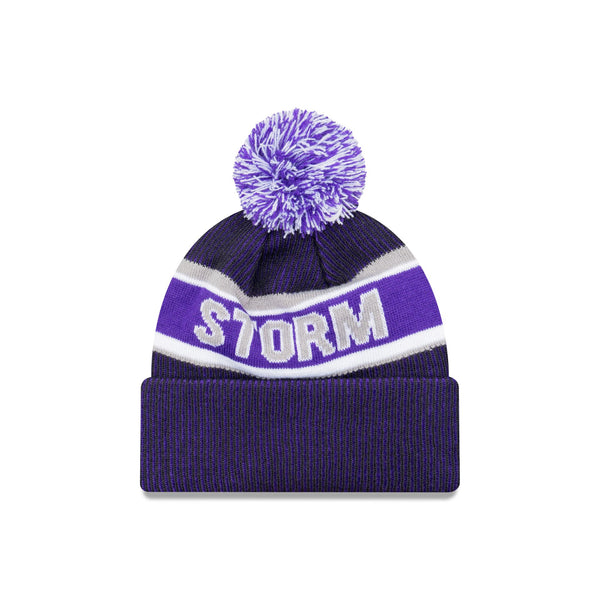 Melbourne Storm Official Team Colours Beanie with Pom