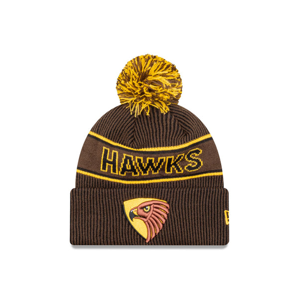 Hawthorn Hawks Official Team Colours Beanie with Pom New Era