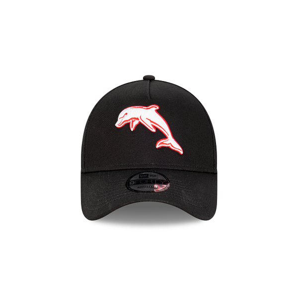 The Dolphins NRL Essentials Black OTC 9FORTY A-Frame Snapback