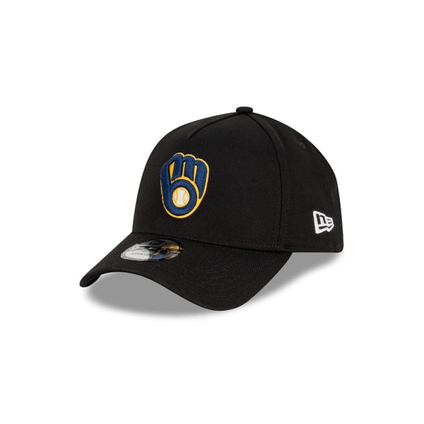Milwaukee Brewers Black with Official Team Colours Logo 9FORTY A-Frame Snapback New Era