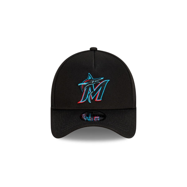 Miami Marlins Black with Official Team Colours Logo 9FORTY A-Frame Snapback
