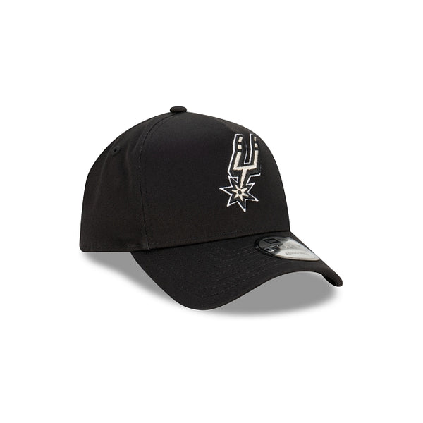 San Antonio Spurs Black with Official Team Colours Logo 9FORTY A-Frame Snapback