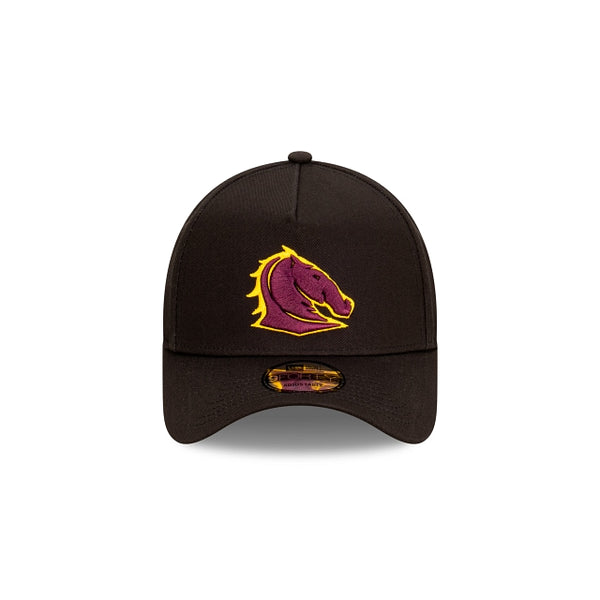 Brisbane Broncos Black with Official Team Colours Logo 9FORTY A-Frame Snapback