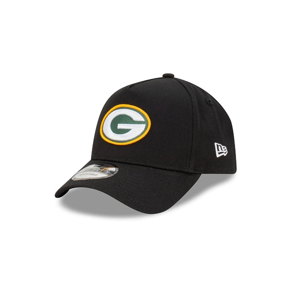 Green Bay Packers Black with Official Team Colours Logo 9FORTY A-Frame Snapback New Era