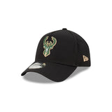 Milwaukee Bucks Black with Official Team Colours Logo 9FORTY A-Frame Snapback New Era