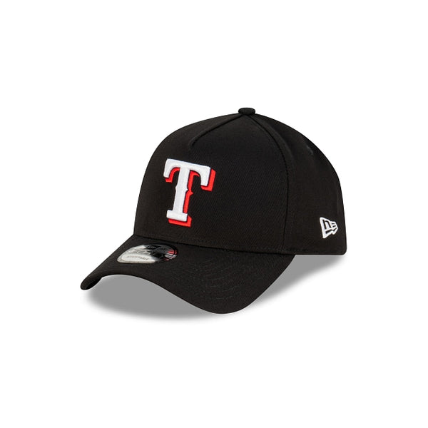 Texas Rangers Black with Official Team Colours Logo 9FORTY A-Frame Snapback New Era