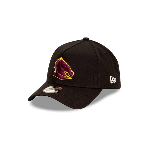 Brisbane Broncos Black with Official Team Colours Logo 9FORTY A-Frame Snapback New Era