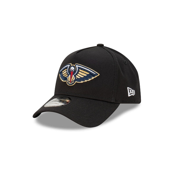 New Orleans Pelicans Black with Official Team Colours Logo 9FORTY A-Frame Snapback New Era