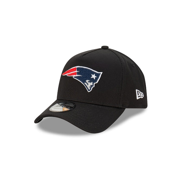 New England Patriots Black with Official Team Colours Logo 9FORTY A-Frame Snapback New Era