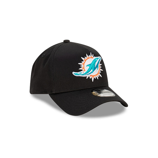 Miami Dolphins Black with Official Team Colours Logo 9FORTY A-Frame Snapback