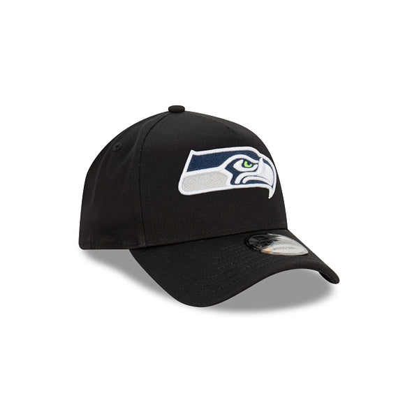 Seattle Seahawks Black with Official Team Colours Logo 9FORTY A-Frame Snapback