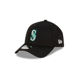 Seattle Mariners Black with Official Team Colours Logo 9FORTY A-Frame Snapback New Era