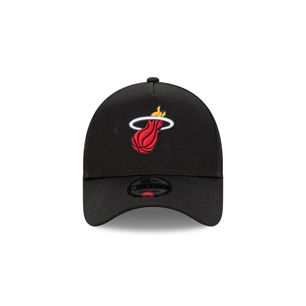 Miami Heat Black with Official Team Colours Logo 9FORTY A-Frame Snapback