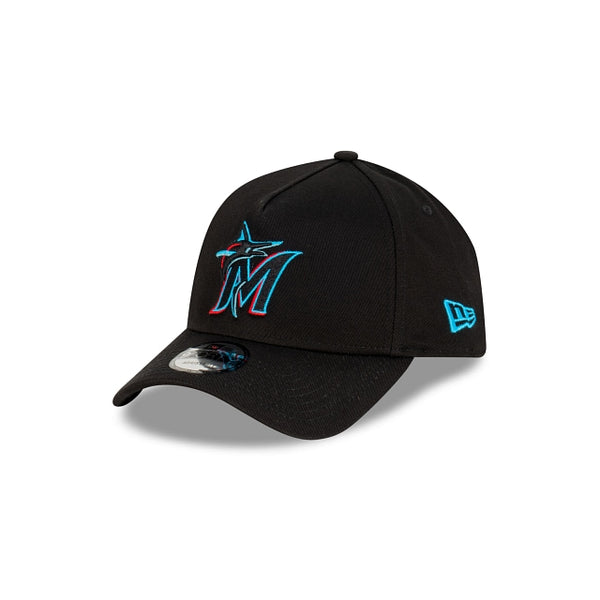 Miami Marlins Black with Official Team Colours Logo 9FORTY A-Frame Snapback New Era