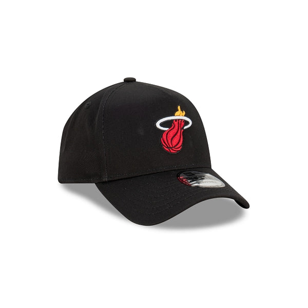 Miami Heat Black with Official Team Colours Logo 9FORTY A-Frame Snapback