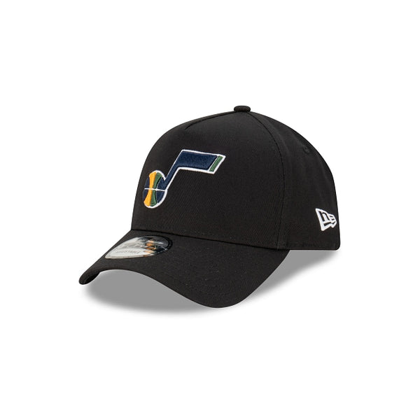 Utah Jazz Black with Official Team Colours Logo 9FORTY A-Frame Snapback New Era