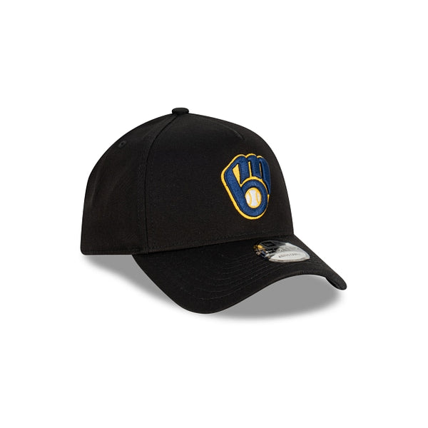 Milwaukee Brewers Black with Official Team Colours Logo 9FORTY A-Frame Snapback