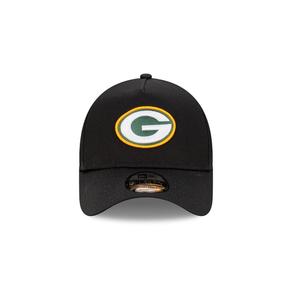 Green Bay Packers Black with Official Team Colours Logo 9FORTY A-Frame Snapback