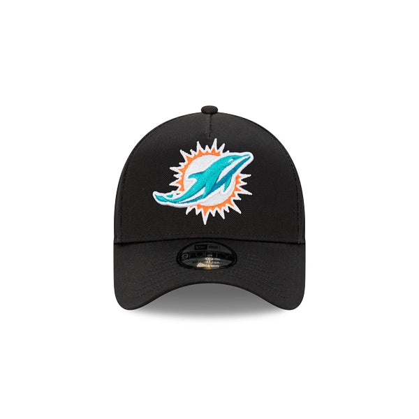 Miami Dolphins Black with Official Team Colours Logo 9FORTY A-Frame Snapback