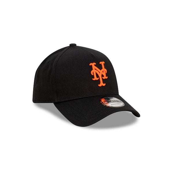New York Mets Black with Official Team Colours Logo 9FORTY A-Frame Snapback