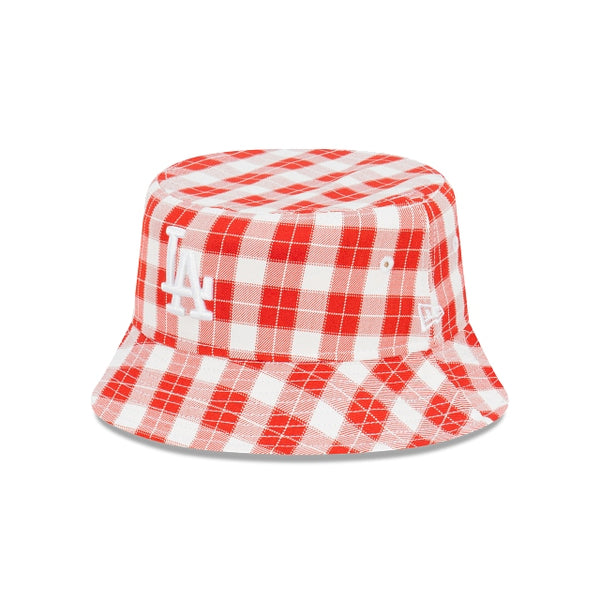 Los Angeles Dodgers Red Plaid Bucket New Era