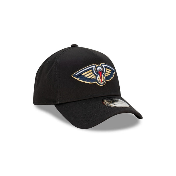 New Orleans Pelicans Black with Official Team Colours Logo 9FORTY A-Frame Snapback