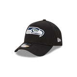 Seattle Seahawks Black with Official Team Colours Logo 9FORTY A-Frame Snapback New Era
